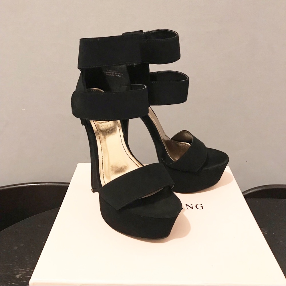 Black Ankle Platform Heels